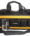 17 Inch Open Top Electrician Tool Bag With Shoulder Strap HVAC Pro Carrier Center Plastic Tray 30 Pockets Dual Outside Pouches