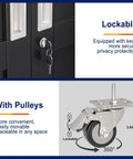 Close-up of lockable feature and wheels of 61 Inch Tall Metal Garage Storage Cabinet With Rolling Tool Cabinet Locking Two Doors And Wheels