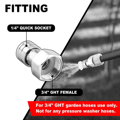 Garden Hose To Quarter Inch Quick Connect Adapter From Three Quarter Inch GHT To Quick Connect For Pressure Washer Stainless Steel