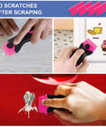 Two Pack Double Edged Razor Blade Scraper Tool Kit With 30 Blades, Glass Window Cleaner, pink handle used on glass, wall, car.