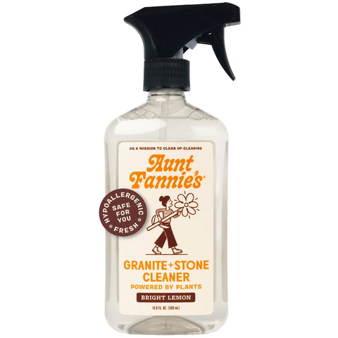 Granite And Stone Daily Countertop Cleaner With Plant Based Formula For Quartz, Granite, Marble, Bright Lemon Scent bottle.