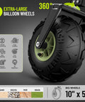 Close-up of 10 x 5 inch balloon wheel on Massive 400L Collapsible Beach Wagon With 10 Inch Balloon Wheels For Sand.