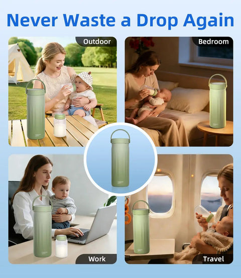 Premium Grab And Go 22 Ounce Stainless Steel Breastmilk Cooler For Travel showcasing versatility in outdoor, bedroom, work, and travel settings.