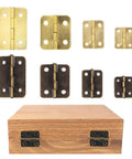 Set Of 10 Mini Vintage Rectangle Hinges For Wooden Boxes And Cabinets With Screws Iron Bronze Coated Hardware That Resists Rust