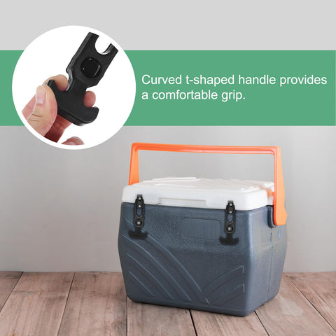 Two Pack T Handle Rubber Flexible Draw Latches With Screws 7.9 Inch Hasp Style on cooler lid showing grip detail.
