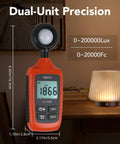 Lux Meter For Plants And Studio Photography With High Sensitivity Probe Auto Ranging Max Min Mode Backlit Screen 0 To 200000 Lux Pro Grade Readings For Industrial Work And Indoor Grow Setups, 16.3cm