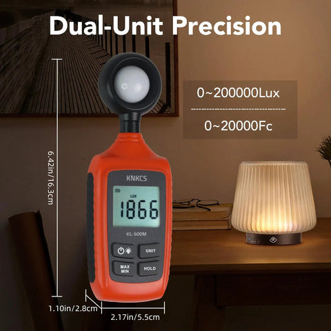 Lux Meter For Plants And Studio Photography With High Sensitivity Probe Auto Ranging Max Min Mode Backlit Screen 0 To 200000 Lux Pro Grade Readings For Industrial Work And Indoor Grow Setups, 16.3cm