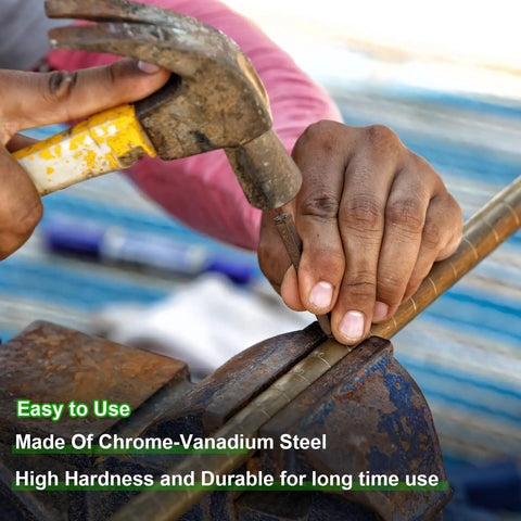 Pro Grade Metal Stamping Kit With 36 Stamps Including A To Z 0 To 8 And Ampersand Symbol Twelve Point Five Millimeter Size Comes With Seven Inch Holder Durable Chrome Vanadium Steel Punches For Marking Metal Leather Wood And Plastic Projects being used on metal
