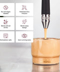Top Shelf Electric Nitro Cold Brew Coffee And Cocktail Brewer For Casual Home Mixologists Pouring Hella Smooth Cascading Streams With Silky Microfoam and drink details.