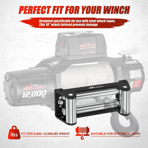 10 Inch Winch Fairlead Roller Guard For Steel Cable, Heavy Duty 4 Way Universal Cable Guide With Mounting Hardware, image 1