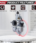 26mm VM22 Carburetor Kit For 212cc Clone Engines Like GX160 GX200 Coleman Ct200u Bt200x KT196 Mini Bike Go Kart 6.5HP Black