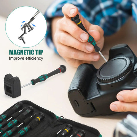 10 Piece Magnetic Precision Screwdriver Set For Eyeglasses Watches Phones Laptops And Computers With Phillips Slotted Torx And Star Bits A Handy Micro Repair Kit For Tiny Screws Gearheads And DIY Nerds Will Dig.