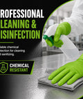 Tough As Nails 8 Mil Green Nitrile Disposable Industrial Work Gloves With Superior Grip Texture For Heavy Lifting And Daily Shop Grind Extra Large Size, used for cleaning with spray bottle.