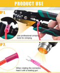 Using 100 Pcs Heat Shrink Fork Spade Connectors Waterproof Quick Splice Crimp U Type Terminals kit with crimping and heat tools