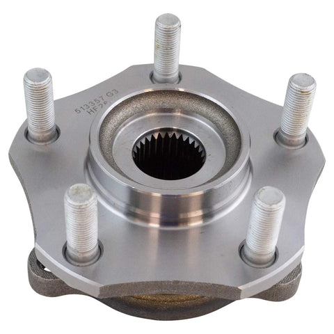 Two Piece Front Wheel Bearing And Hub Assembly Kit For Nissan Rogue 2014 Through 2023 And Rogue Sport 2017 Through 2022 A DIY Friendly Bolt On Replacement For Driver And Passenger Side Front Wheels close-up view