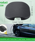 EV Charger Cable Protector For Garage Door Pass Heavy Duty Shield For Tesla Gen 3 Model 3 Y X S Mobile Chargers And Wall Connectors Prevents Door Crushes And Cable Snags, TPU material, dimension illustration, compatible with Tesla chargers.
