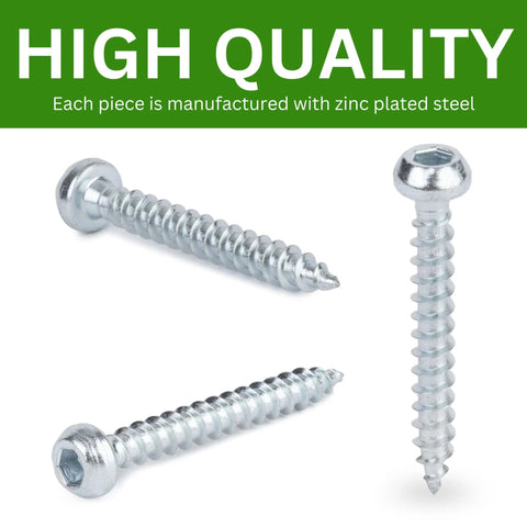 Replacement Wood Screw M5.0-2.3x40 Full Thread With 4mm Hex Recess for Furniture Part 106551 Zinc Plated Steel Pack of 12