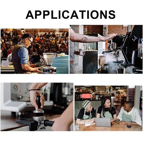 Smart Automatic Espresso Coffee Tamper With Digital Touch Panel Plus Twenty Adjustable Pressure Levels For Precision Ground Compaction and shot prep in cafe.