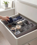 Foldable Oxford Fabric Closet Organizers For Socks And Underwear With Multi Compartments neat drawer with rolled socks and ties.