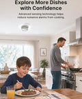 Interconnected Smoke And CO Alarm 6 Pack With Wireless Interconnection No WiFi 10 Year Sealed Lithium Battery Maintenance Free No Drama Battery Changes Easy Setup Loud Siren Low Battery Chirp Free Home Safety on kitchen ceiling