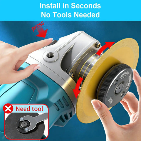 Installing 2-Piece 5/8-11 Angle Grinder Flange Nut Kit With M14 Locking Nut, Tool-Free Quick Release on grinder
