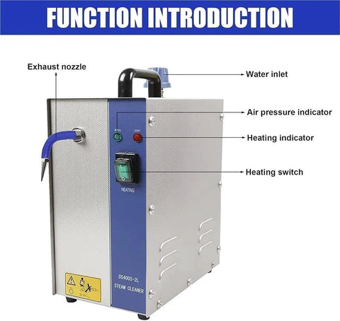 Supercharged Jewelry Steam Cleaner For Gold And Silver Rings Earrings Necklaces Glasses Watches Dentures with control panel and exhaust nozzle.
