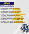 Front Wheel Bearing And Hub Assembly Direct Fit 5 Lug Bolts No ABS 513203 Fits Buick Allure Century LaCrosse Regal Rendezvous Impala