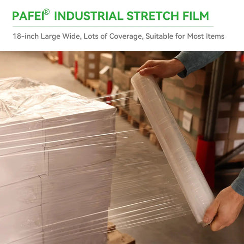 Heavy Duty 80 Gauge Plastic Stretch Wrap Roll 18 X 1500 Feet Hella Durable Shrink Film for securing boxes during packing.