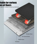 Heavy Duty Furniture Movers Lifter Set Stackable Low Clearance Glides on various floor types including tile, wood, and marble.