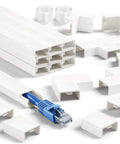 157 Inch White Wall Cord Cover Kit For TV Cables, Cable Raceway Hider For Wall Mounted TVs with connectors and fittings
