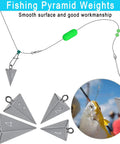 Image of 4 Oz Sinkers For Surf Fishing And Catfishing, Heavy Duty Lead Weights That Lock In On Rough Bottoms To Keep Bait From Drifting, Built Tough 6 Pack For Drum Croaker And More, including a close-up of pyramid sinkers.