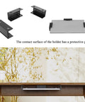 Heavy Duty Under Desk Laptop Mount Holder Screw Clamp Design Zeroes Desk Clutter Quick Install with protective pad on surface.