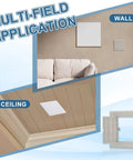 Super Slick Snap Fit Drywall Access Panel With No Sweat Double Sided Tape Mounting And Thick Plastic Housing In Clean Gray showing wall and ceiling applications.