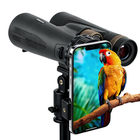 Universal Binocular Phone Adapter With 360-Degree Rotation And Clip Lock High-Strength Clamp Fits 16-50mm Eyepieces For Birdwatching Telescopes