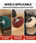 10 Piece Premium Non Woven Abrasive Buffing Wheel Set With 1/4 Inch Shank For Serious Polishing Edge Work And Surface Prep Jobs featuring 180 320 Grit Flap Wheels And Dome Sanding Pads To Get That Slick Smooth Finish Fast in use for rust removal, wood deburring, grinding and polishing.