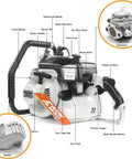 105cc Gas Chainsaw With 42 Inch Alloy Bar Powerhead 6.5HP 4.8KW Pro Heavy Duty Saw For Milling And Tough Timber components diagram
