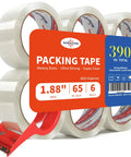 Heavy Duty Packing Tape For Shipping And Moving, 1.88 Inch Wide By 65 Yards Per Roll, 6 Pack Clear Scotch Packaging Tape With Dispenser