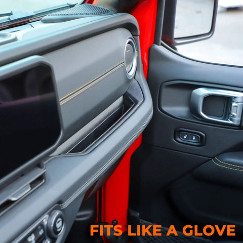 Passenger Side Grab Tray Storage Organizer For Jeep Wrangler JL JLU 2024 2025 And Gladiator JT shown in black, expands cabin space
