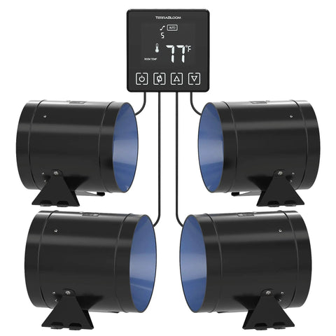 Programmable Thermostat Speed Controller For ECMF Series Fans with temperature probe and four connected fans