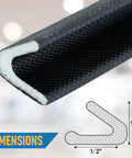 Close-up of black V Shape Weatherstripping For Doors Self Adhesive Foam Door Seal Strip Black 1/2 In By 1/2 In By 26 Ft