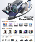 GaN 175W 3 Port Car Charger With USB C PD And QC Fast Charge 100W PD Laptop Port 45W PD Phone Port 30W USB A Adapter
