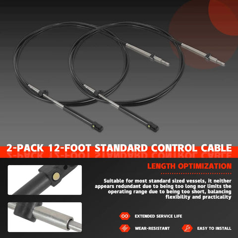 Dual Boat Throttle And Shift Cables For Mercury MerCruiser Force Outboard Engines 12Ft 600A Replace CC17912 2-pack