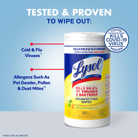 Disinfectant Wipes For All Surfaces With Antibacterial Power Clean Up Mess Fast Lemon And Lime Blossom Scent 80 Count