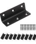 Heavy Duty L Bracket Set 10 Pack 3.2 Inch Shelf Brackets 90 Degree Corner Braces For Wood Shelves Black Metal Supports With Indented Strength Feature And Countersunk Screw Holes 80mm Length