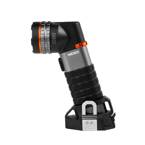LuxTreme SL50 Spotlight With 450 Lumens Half Mile Beam Waterproof LED Flashlight side profile with magnetic base