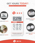 Packaging of Custom Moldable Silicone Ear Plugs For Sleep And Travel with illustrations and features description
