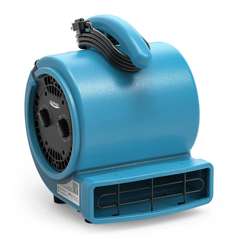 Blue Powerful 1000 CFM Air Mover Blower For Fast Drying Floors And Carpets, high velocity airflow with 3 speed settings, 20 ft cord.