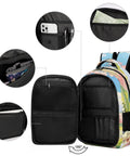 Interior view of Pinkbreeze Homestead Printed Backpack for Everyday Use with multiple pockets and large capacity.