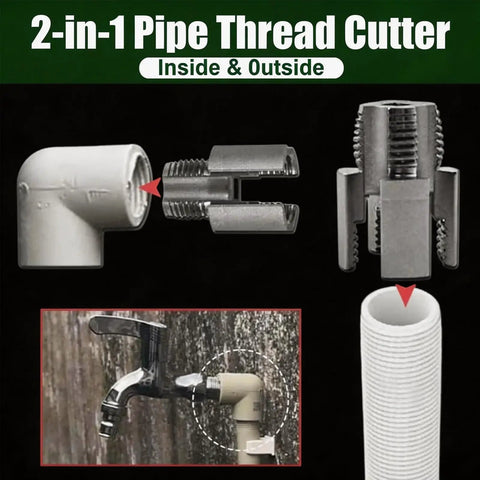 Two Piece PVC Pipe Threader Kit For 1/2 Inch And 3/4 Inch Pipes Internal And External Threading Set Cutting Tool DIY Friendly