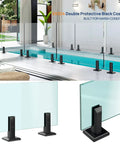 8 Pack T304 Stainless Steel Glass Railing Spigots No Drill Black Spigots Clamps for Glass Railing System displayed by a pool